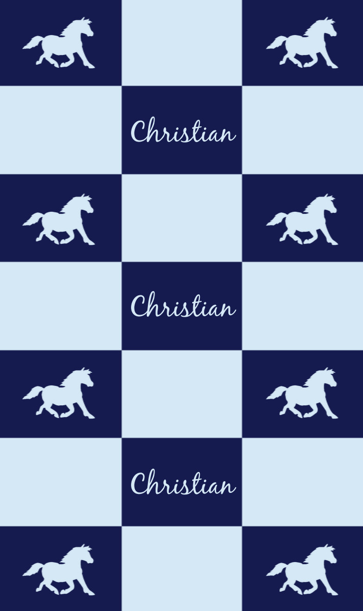 Christain Cot Blanket - Navy / Ice-Blue Perfect Condition