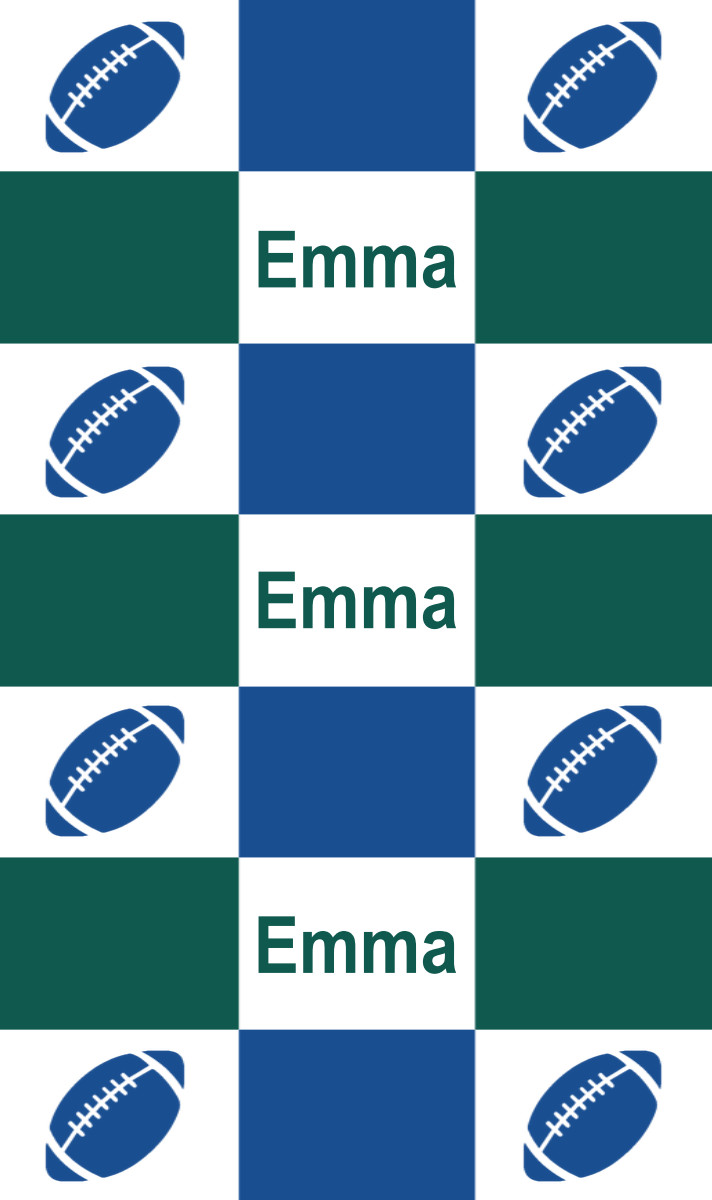 Emma Cot Blanket - White/Forest Green/Royal Blue