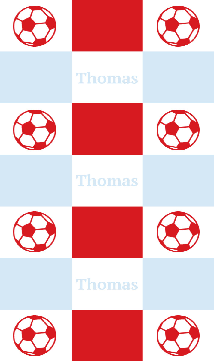 Thomas Cot Blanket - White/Ice Blue/Red