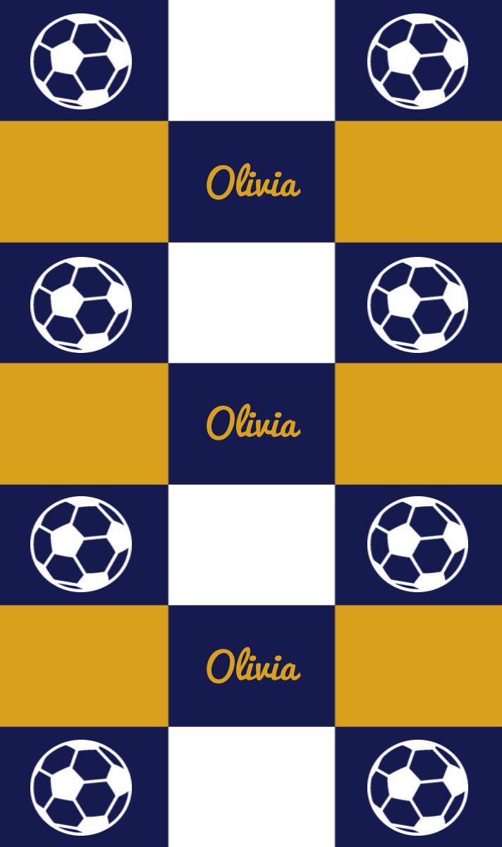Olivia Cot Blanket - Navy/Mustard/White