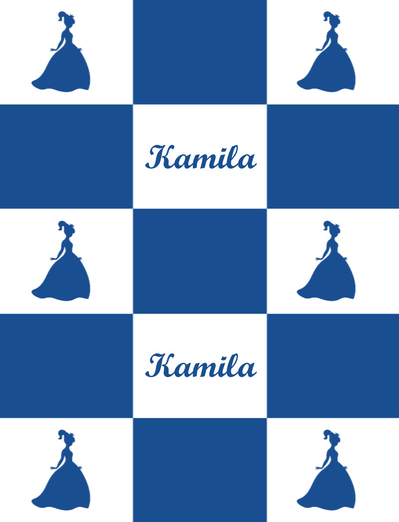 Kamila Bassinet Blanket - White/Royal Blue