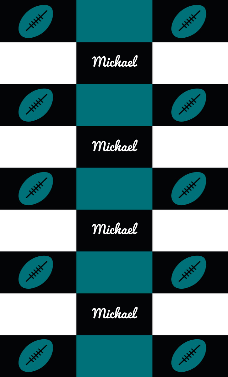 Michael Adult Blanket - Black/White/Teal