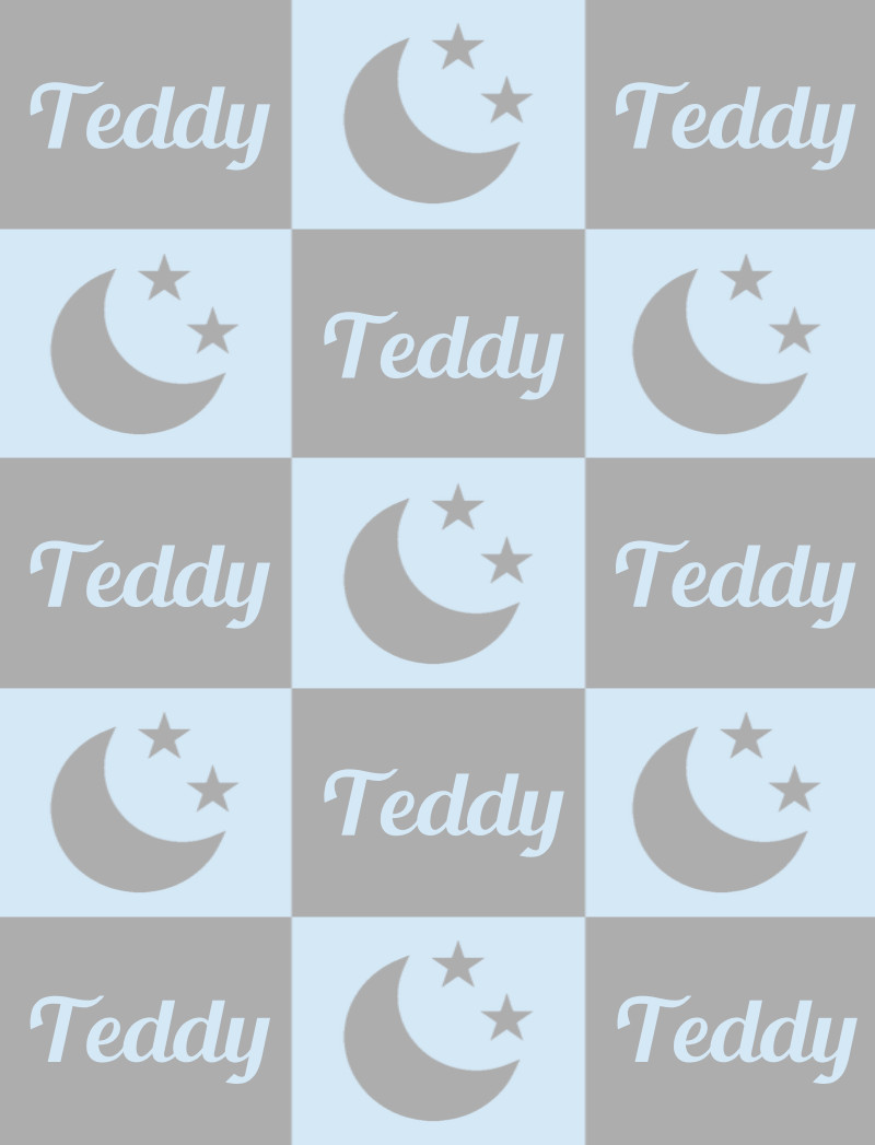 Teddy Bassinet Blanket - Pewter/Ice Blue
